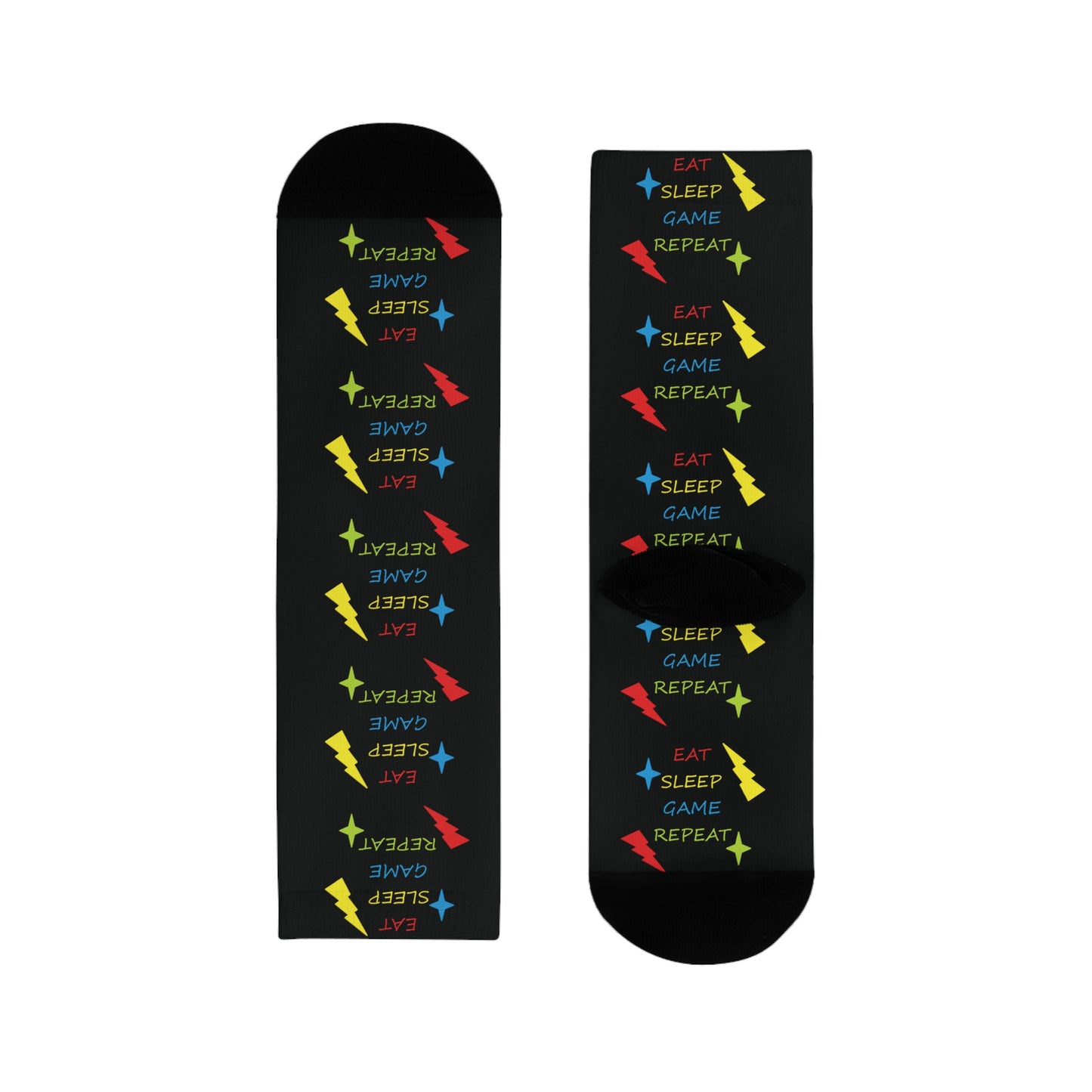 Crew Socks Eat Sleep Game Repeat Design