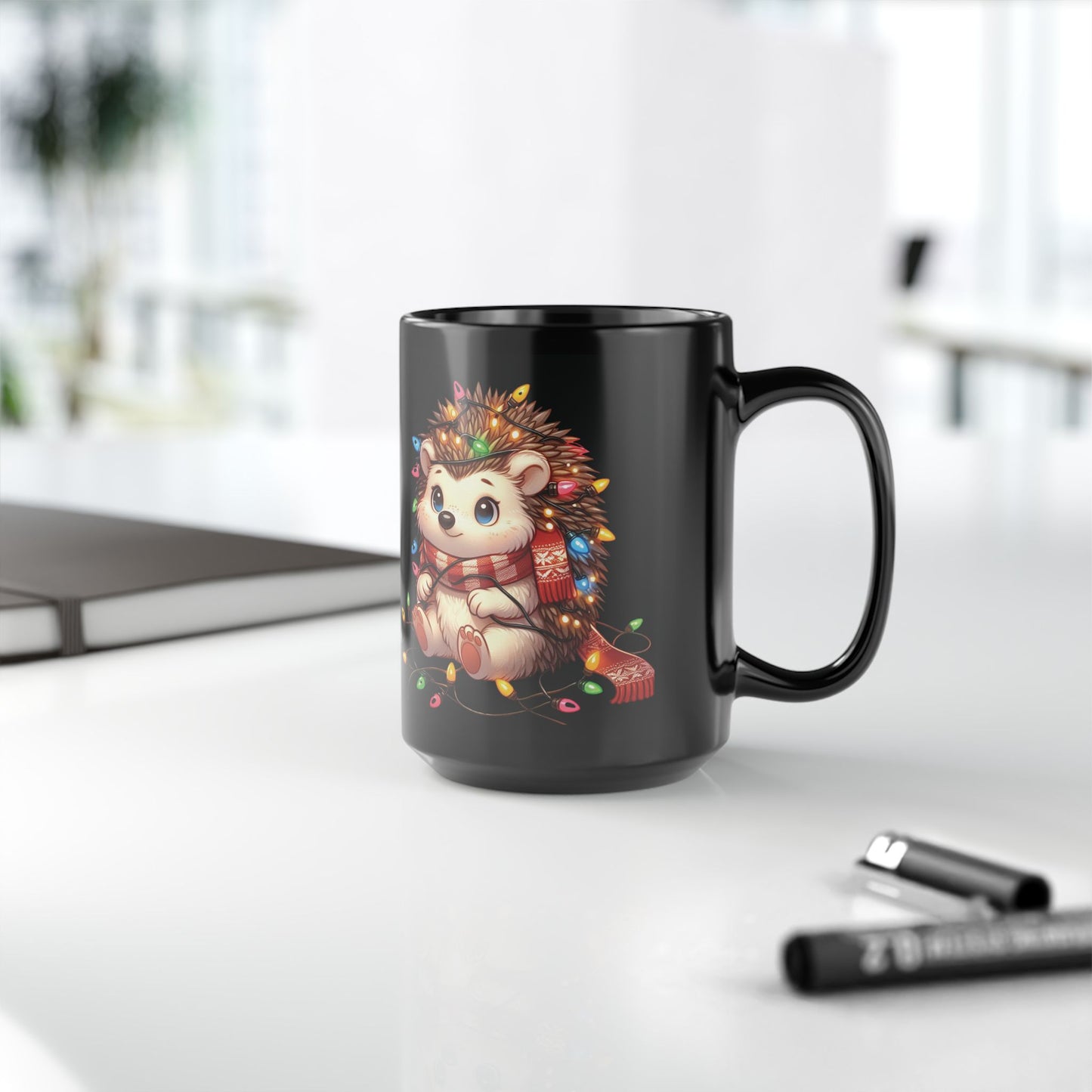 Ceramic Mug Cute Festive Hedgehog Design