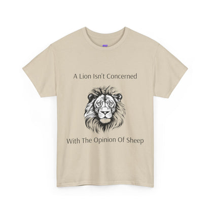 T-shirt Heavy Cotton Tee Unisex 'A Lion Isn't Concerned With The Opinion Of Sheep' design