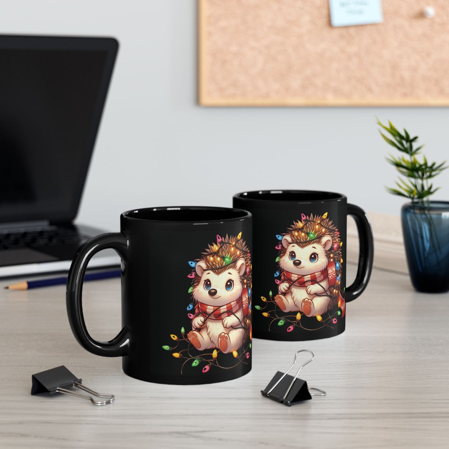 Ceramic Mug Cute Festive Hedgehog Design