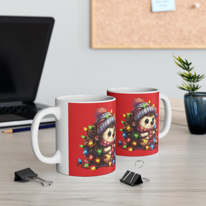 Ceramic Mug - Cute Hedgehog Christmas Design