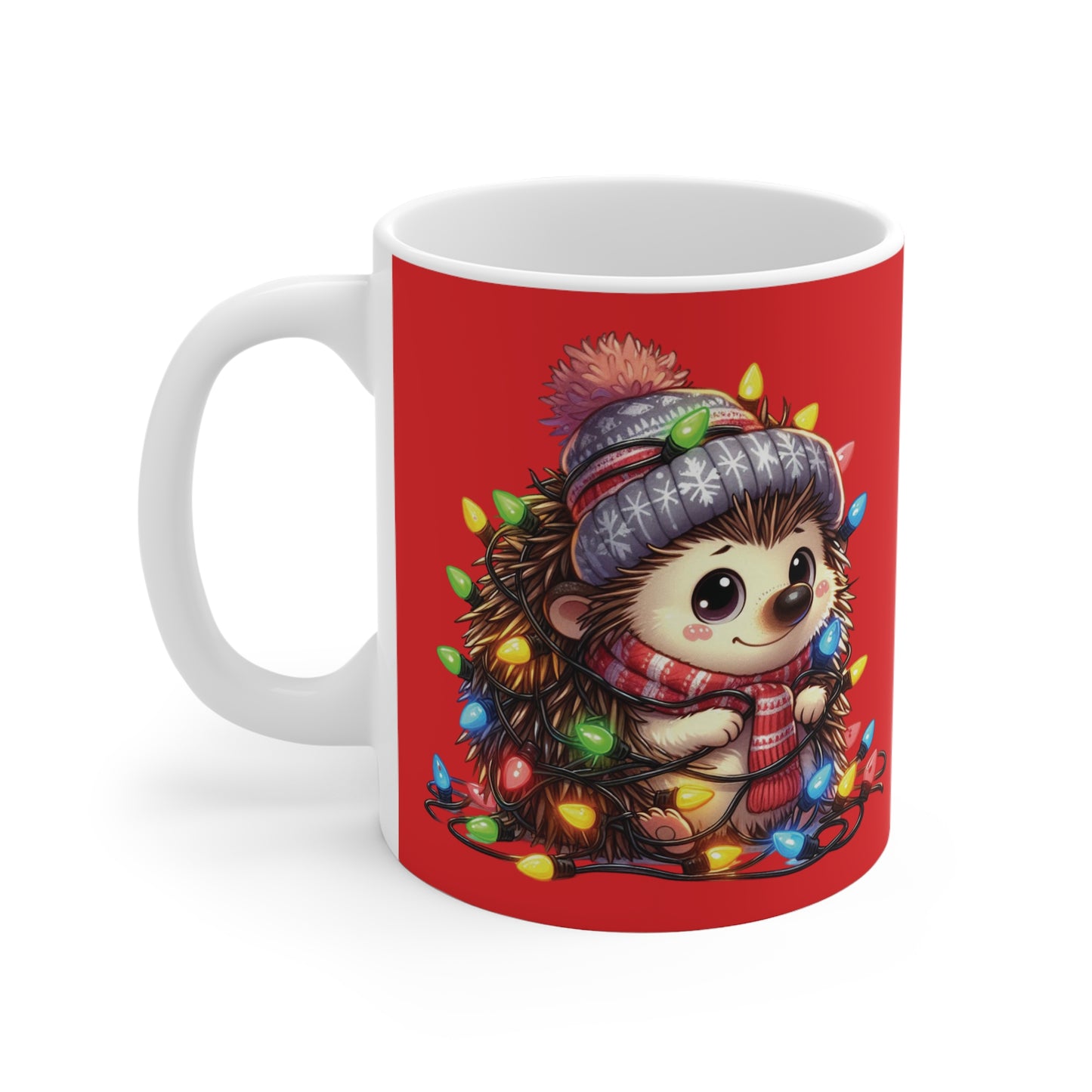 Ceramic Mug - Cute Hedgehog Christmas Design