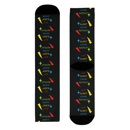 Crew Socks Eat Sleep Game Repeat Design